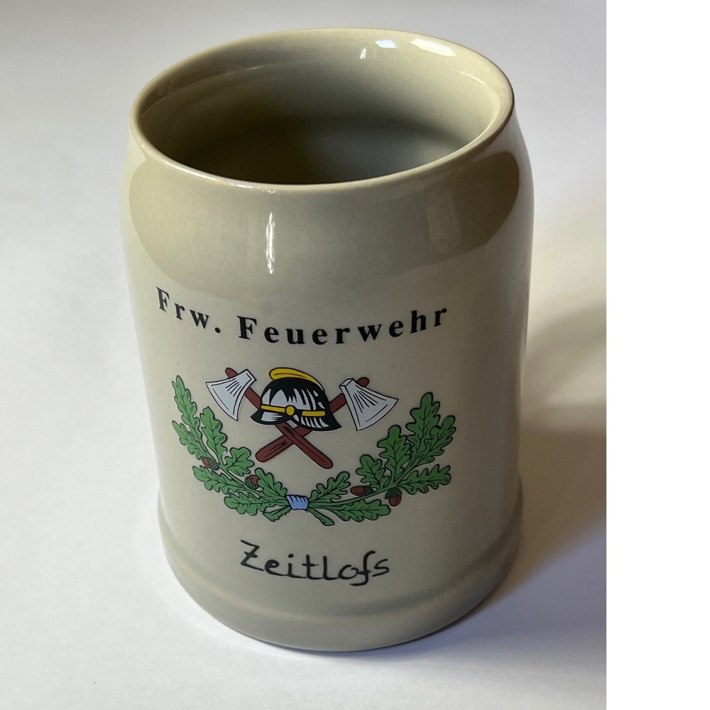 Vintage Frw Feuerwehr Zeitlofs German Beer Stein‎ 0.5L Fire Department Mug